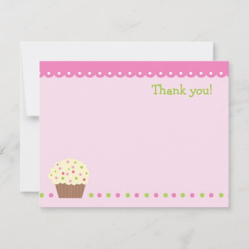 Little Cupcake Blank Thank You Note Cads girls Invitation