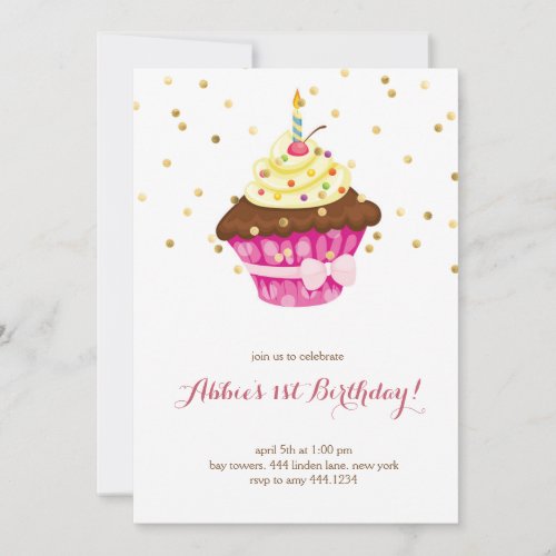 Little Cupcake First Birthday Invitation