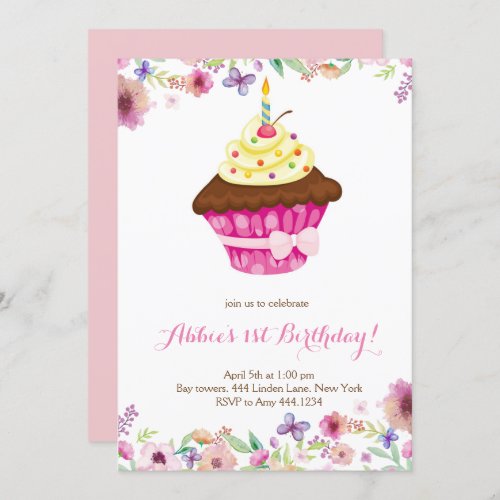 Little Cupcake First Birthday Invitation