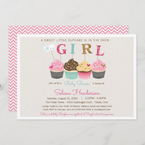 Little Cupcake Its a Girl Baby Sprinkle or Shower Invitation