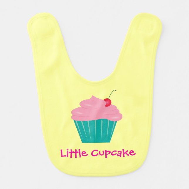 Little Cupcake, Pink and Teal Bib (Front)