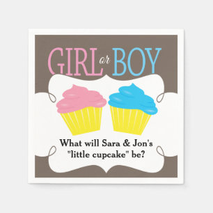 Little Cupcake Pink or Blue Gender Reveal Party Paper Napkins