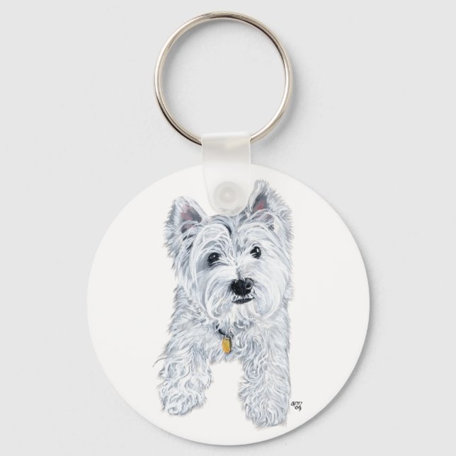 Little Curious Westie Keychain (Front)