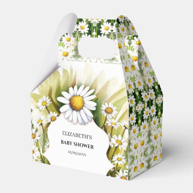Little Custom Daisy Baby Shower Favor Boxes (Front Side)