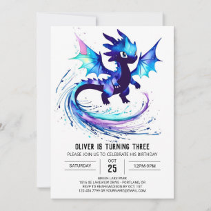 Little Custom Dragon Digital Boy Birthday Invitation