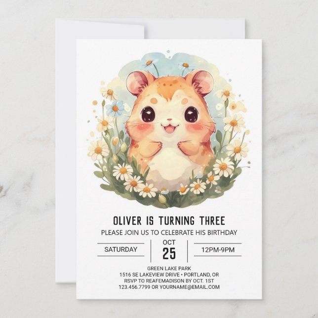 Little Custom Hamster Birthday  Invitation (Front)