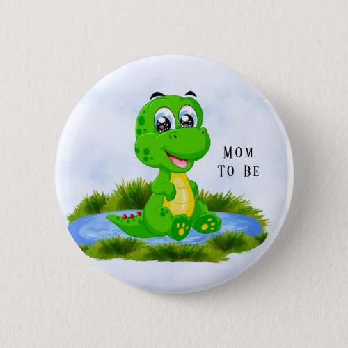 Little Cute Alligator in Pond Baby Shower Custom Button