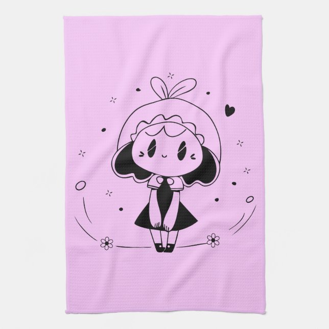 Little Cute Anime Girl Kitchen Towel (Vertical)