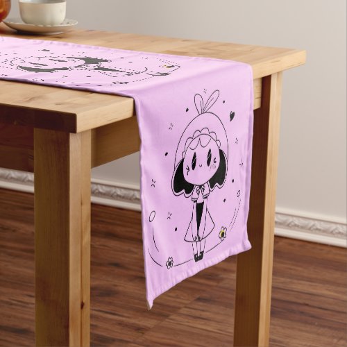 Little Cute Anime Girl Short Table Runner