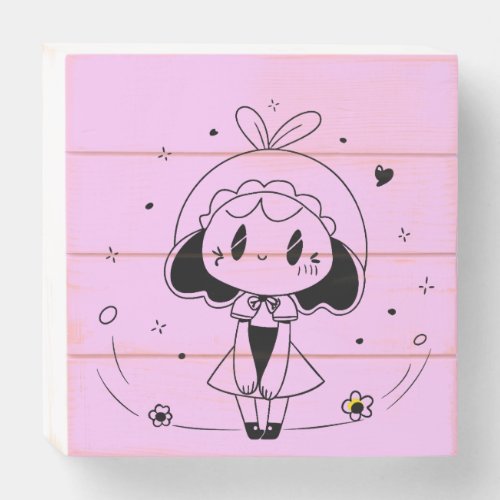 Little Cute Anime Girl Wooden Box Sign