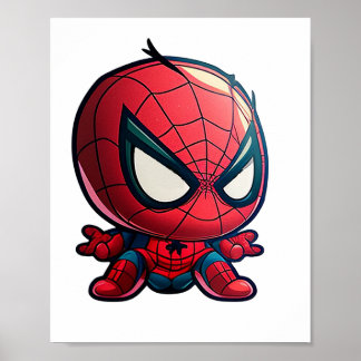little cute arachnid superhero cartoon-style chara poster