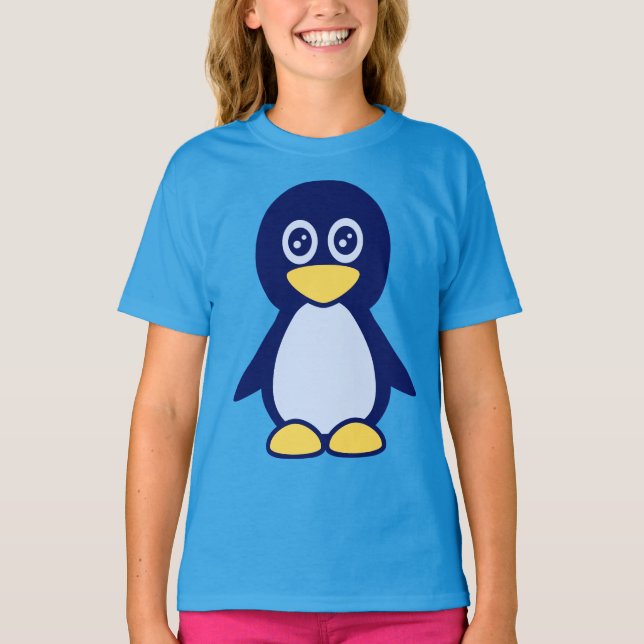 Little Cute Blue Penguin T-Shirt (Front)