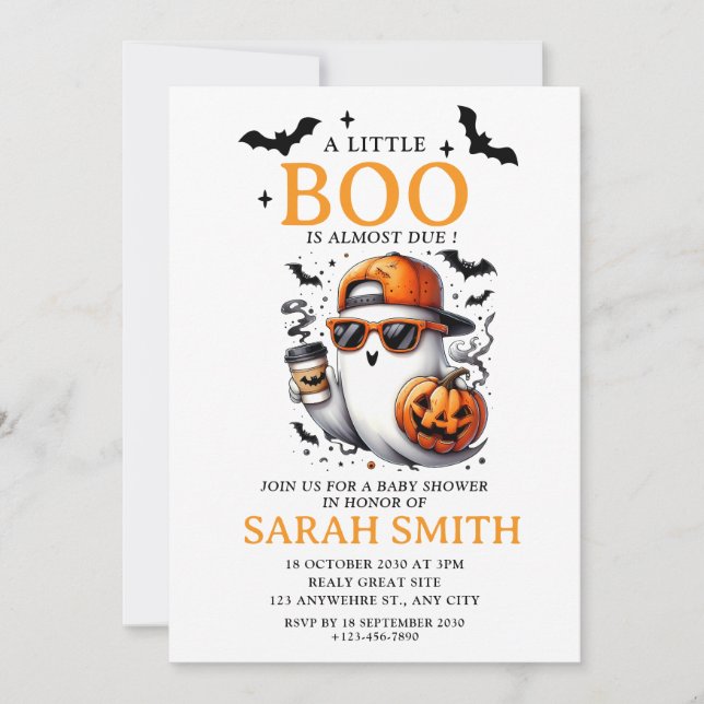 Little cute Boo is Almost Due Baby Shower Invitation (Front)