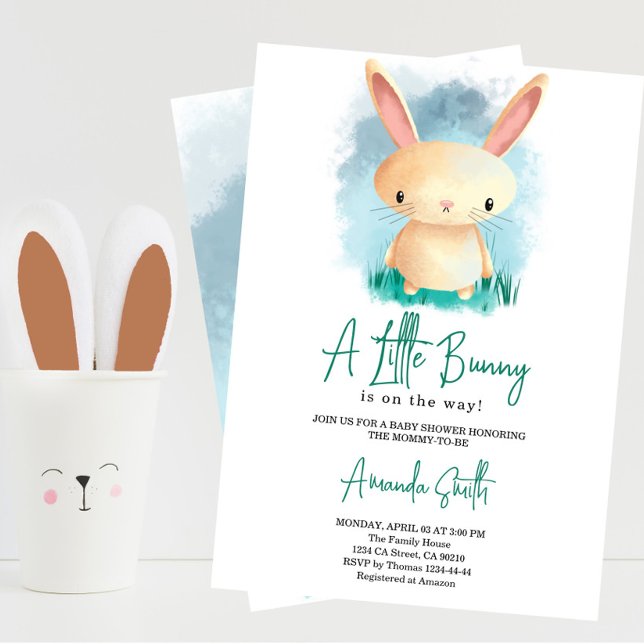Little Cute Bunny baby shower Invitation (Creator Uploaded)
