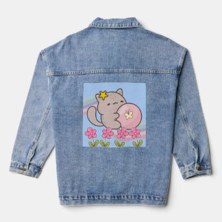 little cute cat denim jacket