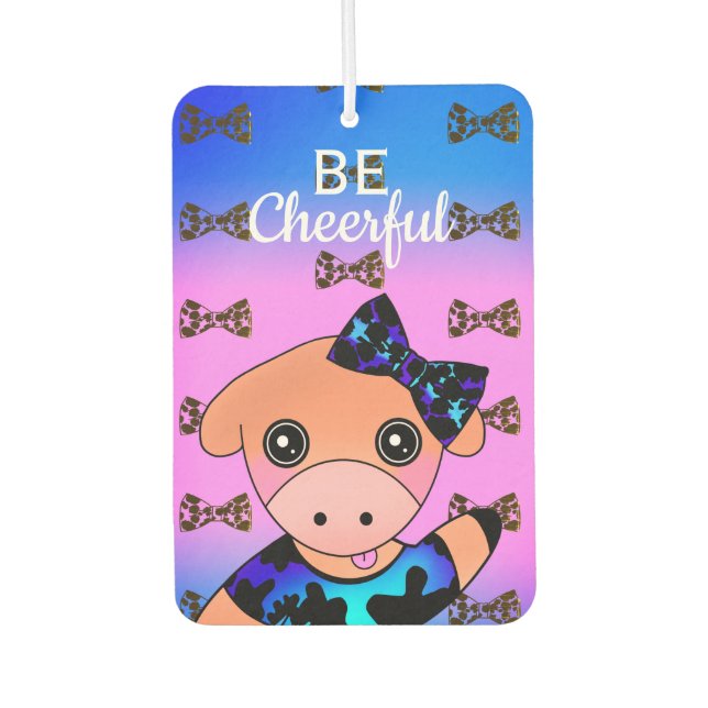 Little Cute Cheerful Cow with Bow tie Air Freshener (Front)
