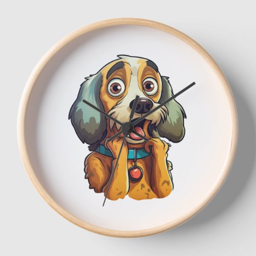 Little cute dog with big eyes and ears   clock