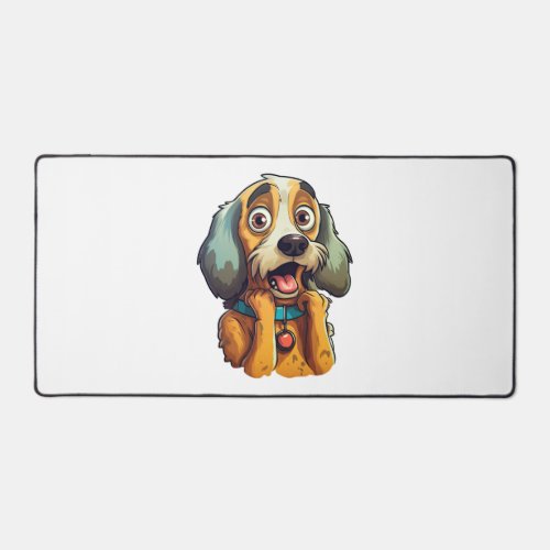 Little cute dog with big eyes and ears   desk mat