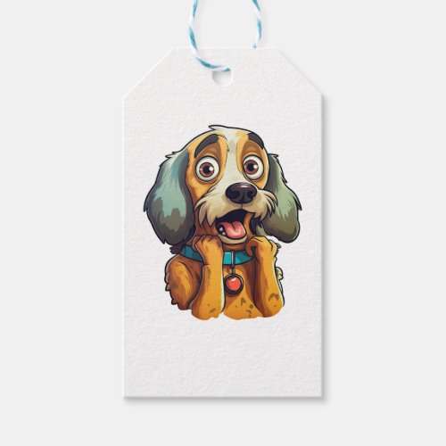 Little cute dog with big eyes and ears   gift tags