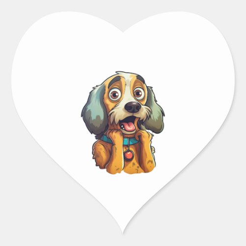 Little cute dog with big eyes and ears   heart sticker