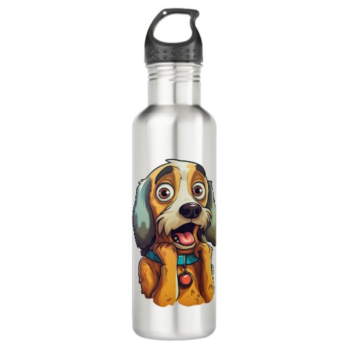 Little cute dog with big eyes and ears   stainless steel water bottle