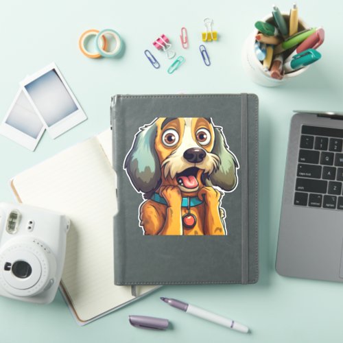 Little cute dog with big eyes and ears   sticker