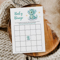 Little Cute Dragon Baby Shower Bingo Game Card