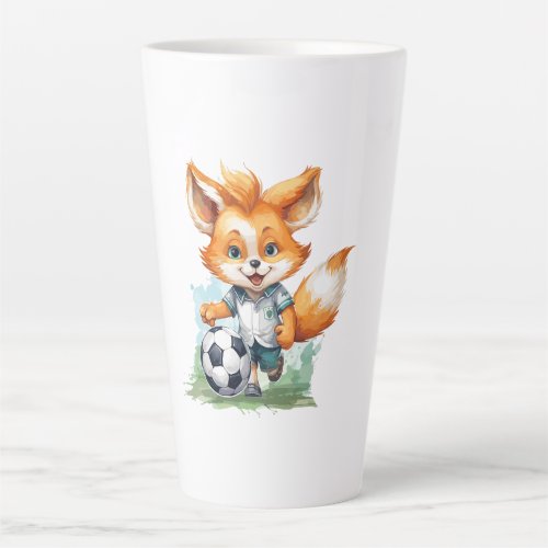 Little Cute Fox Plays a Football Latte Mug