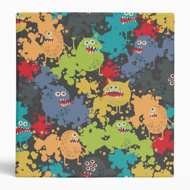 Little cute funny monsters 3 ring binder (Front)