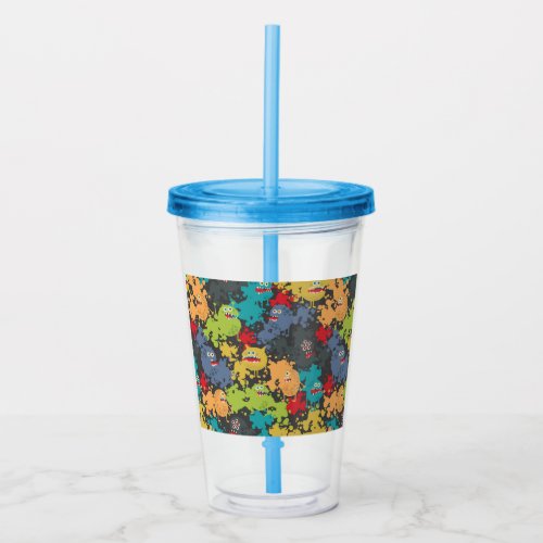 Little cute funny monsters acrylic tumbler