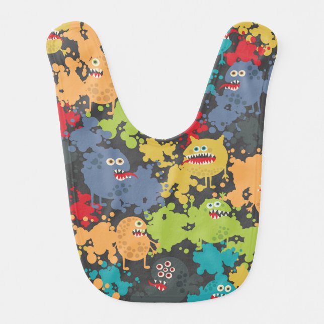 Little cute funny monsters baby bib (Front)