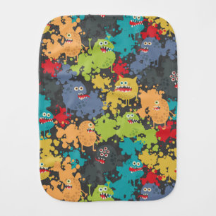 Little cute funny monsters baby burp cloth