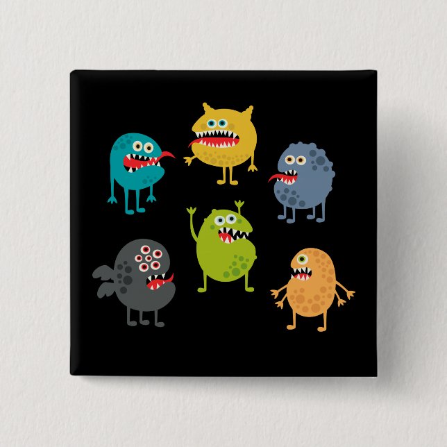 Little cute funny monsters button (Front)