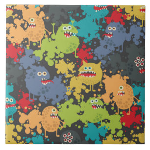 Little cute funny monsters ceramic tile
