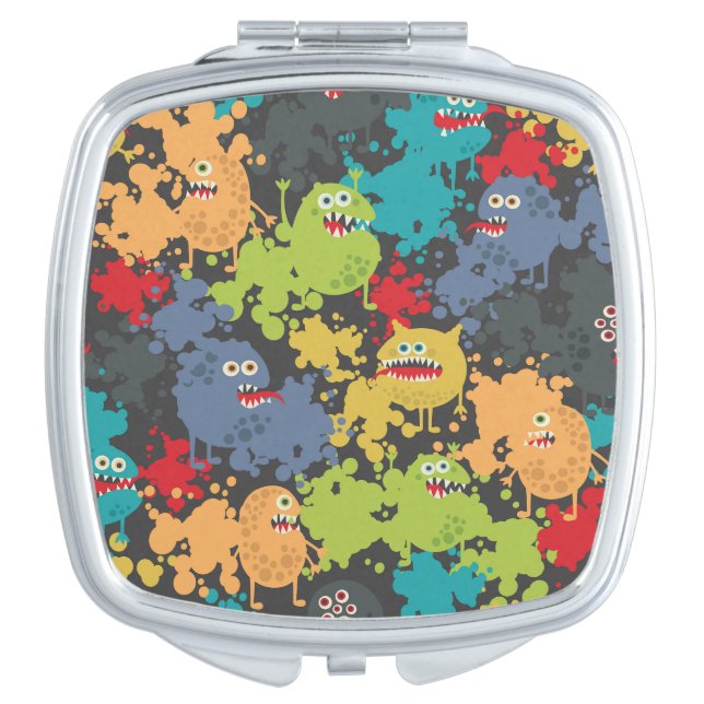 Little cute funny monsters compact mirror (Front)