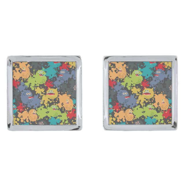 Little cute funny monsters cufflinks (Front)