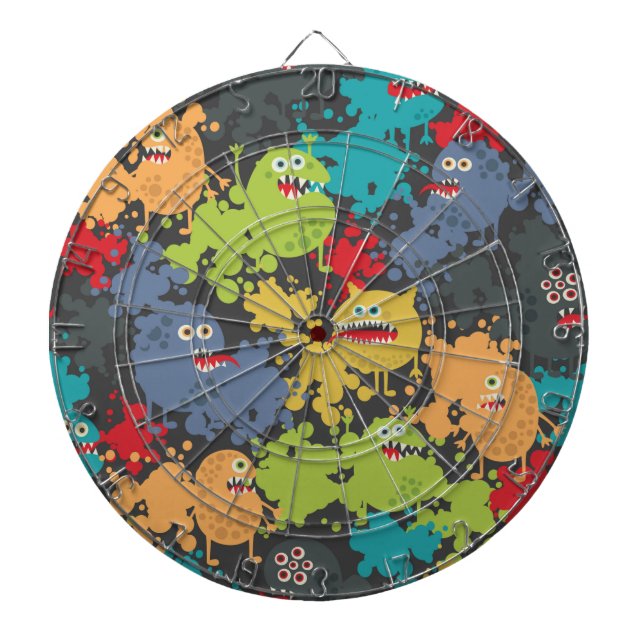 Little cute funny monsters dart board (Front)