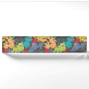 Little cute funny monsters desk name plate
