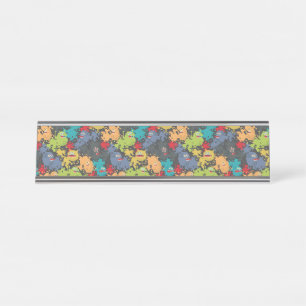 Little cute funny monsters desk name plate