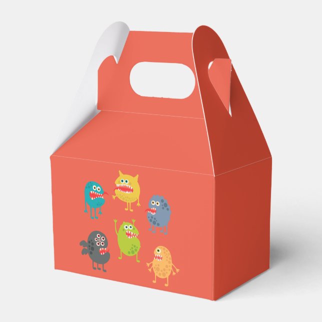 Little cute funny monsters favor boxes (Front Side)