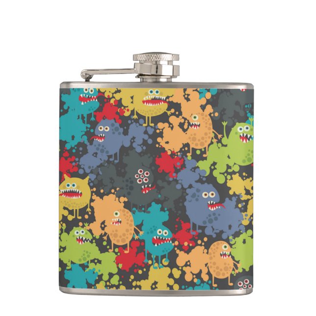 Little cute funny monsters flask (Front)