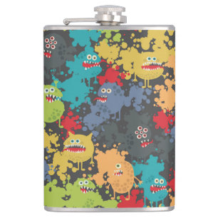 Little cute funny monsters flask