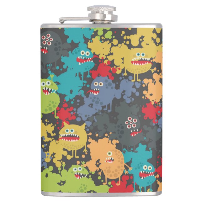 Little cute funny monsters flask (Front)