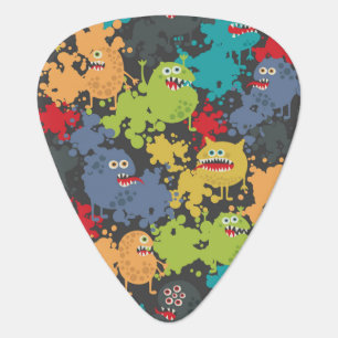 Little cute funny monsters guitar pick