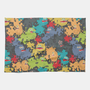 Little cute funny monsters kitchen towel