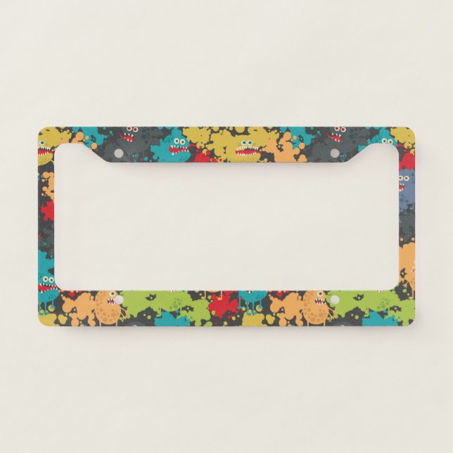 Little cute funny monsters license plate frame (Front)