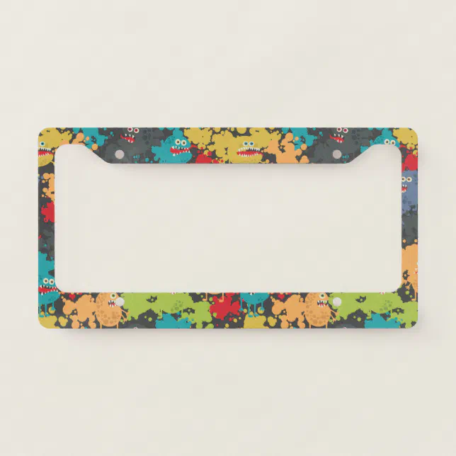 Little cute funny monsters license plate frame | Zazzle