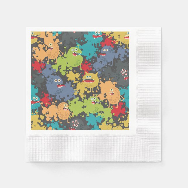 Little cute funny monsters napkins (Front)
