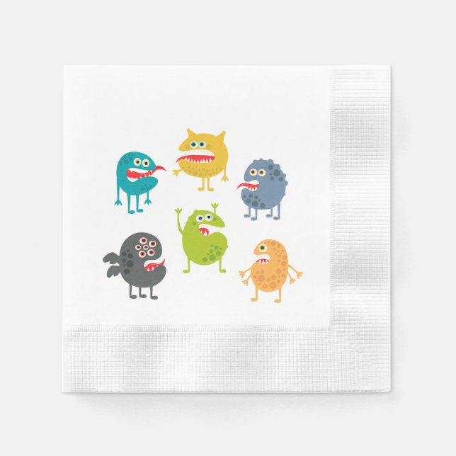 Little cute funny monsters napkins (Front)