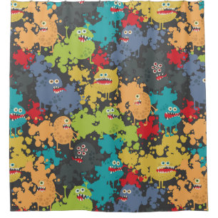 Little cute funny monsters shower curtain